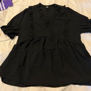 NEW NEVER WORN! SIZE 0X SHEIN BABY DOLL TOP BLACK WOMEN'S LOT1117